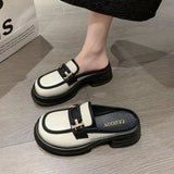 Bag Head Half Slippers Women 2025 Autumn New Round Head Thick Soles To Wear Cold