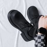 Derby Shoes Men's Black Big Head Lovers Casual Leather Shoes Men's Thick Sole Versatile Shoes