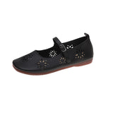 And South Korea Hollow Flat Bottom One-Word Buckle Shallow Single-Shoe Women Soft Bottom Carvings Breathable Lazy People Happy