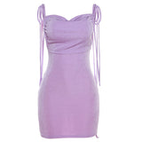 Zingj Summer New Women's Sexy Back Fashion One Word Collar Pleated Bag Hip Dress