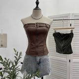 Shooting Spice Girls High-End Pu Leather Tector Locomotive Wind Wrapped Bra Vest Sleeveless Top Tide