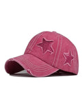 Distressed Wash Sequin Star Baseball Cap-Outfit