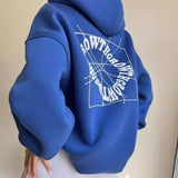 Women's Casual Fashion Letter Prints With Long-Sleeved Hooded Hoodie