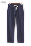 Cotton Linen Pants for Women Trousers Loose Casual Solid Color Women Harem Pants Capri Women's