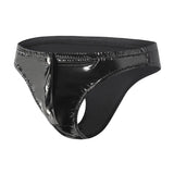 Zingj Men's Close-Fitting Patent Leather Briefs Sexy Open File Leakhosen Size Accurate No