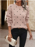 Women's Sweater Fashion Round-Neck Long-Sleeved Sweater Women's Wave Point Of The Knitted