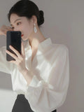 Temperament White Shirt Woman 2025 Spring High-End Professional Commuting Long-Sleeved Top Fashion Chiffon