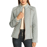 And Winter Women's Standing Collar Lightweight Quilt Cotton Suit Plus Cushion Zipper Coat