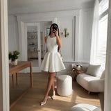 Summer New Women's Pure Color Round Neck Sleeveless Gentle Style