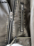 Spring Autumn Cool Short Loose Pu Leather Biker Jacket Women Zipper Blet Retro Female European Fashion Streetwear