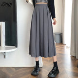 Skirts Women Pleated Chic Friend Basic Autumn College Girls Bottom All-match Casual High Waist Teens Mujer Faldas