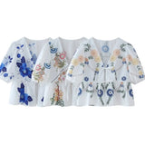 Women's V-Neck Tie With Printed Short-Sleeved Top - Explosive Long-Term Stocking Assured