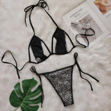 Zingj 2024 New Bikini Sexy Split Sequin Swimsuit With Hollow Out Beach