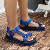One-Word Buckle Flat-Soled Sandals Women's Summer New Color Magic Sticker Beach Women's