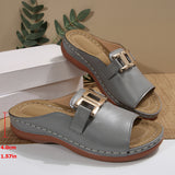 New Large-Size Lady Fashion Flat-Bottomed Slippers Metal Chain Thick-Soled Women's