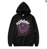 Fashion Trend Foam Sp5der Spider Web Print Loose Hoodie Couple Hoodie