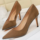 Shoes Rivet Woman Pumps 2021 New High Heels Stiletto Pu Leather Women Heels Sexy Party Shoes Female Heel Plus Size