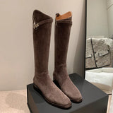 Zingj Comfortable Low Heel Boots 2023 New Oblique Temperament Girl Boots Are Versatile-Outfit