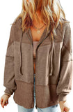 Color Hooded Jacket Woman Autumn New Retro Water Wash Long-Sleeved Topess
