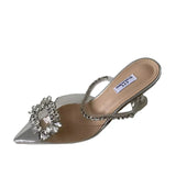 Spring And Summer New 35-42 Women's Glass And Transparent Pointed Sandals High Heels High