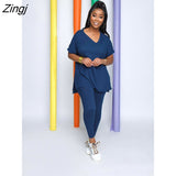 Two Piece Sets Women Summer Casual Loose Pullover Top And Pants Set Plus Clothing Matching Set