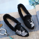 Zingj Wool Edge Pointed Shoes Embroidered Cloth Shoes Fashion Warm Home Shoes National Wind Women's Shoes Cotton Drag Women's Cotton