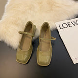 Zingj New Rough Heel Love Small Leather Shoes Women's Shoes New Spring French Niche Mary Jane Black Square Head Single
