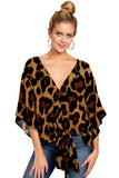 Women's Sexy Hot Girl Spring And Summer V-Neck Short-Sleeved Knot Print