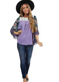 Women's Wear Bat Sleeve Print Color Swafge Round Collar Blouse