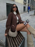 Women's 2025 Autumn Balloon Version Round-Neck Short Jacket + Mini Half-Bed Short Dress Two-Piece Set