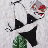 Zingj New Bikini Sexy Hot Diamond Split Women's Swimsuit Solid Color Strap Bikini