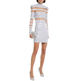 New Star Temperament Fashion Mesh Splicing Hot Diamond