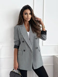 2025 New Suit Collar Long Sleeve Temperament Commuting Fashion Blast Lattice Small Suit
