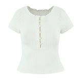 New Sweet Hottie Style Retro Pearl Henry Collared Shoulder Repair Small