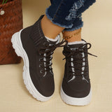 Winter High-Tide Big-Size Warm Hiking Shoes Women Thick Soles Plus Velvet Lace With Short-Bodied Snow