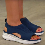 Spring And Summer New Hollow Leisure Large-Size Thick-Soled Women's Sandals Breathable Knitted Fish Mouth Flat