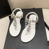 | Flat-Soled Sandals Women 2025 Summer New Korean Set Feet Drilling Big Size Beach Clip