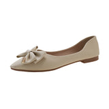 Mouth Single Shoes Women 2025 Spring And Summer New Sharp Head Flat Evening Wind Bows Lazy One Foot Pedal Bean