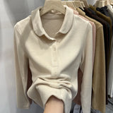 De-Velvet Shirt Bottomed Women 2025 Autumn And Winter Exquisite Collared Temperament Fashion Warm Inside The