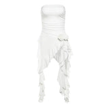2024 Summer New Women's Fashion Sexy Belt Wrapped Chest Irregular Side
