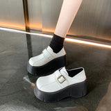 Leather Shoes 2025 Spring And Autumn New Metal Belt Buckle Waterproof Platform Platform With Mary Jane Love Single Shoes