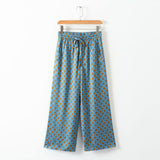 And Winter New Feather Vertical Casual Suit Jacket Printed Vertical Broad Leg Trousers