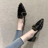 Shoes With Skirts Lef Shoes Feel Single Shoes Rivet Temperament Shoes Willow Brown Pointed
