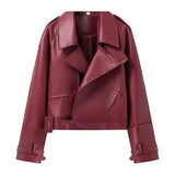 Women's Street Trend Locomotive Wind Sheep Leather