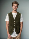 Men's Spring And Autumn Wicked Vest Pocket Splicing Design Design Jacket Solid Color Single-Clocked