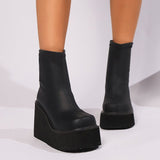 Size 2025 Spring And Autumn Thick Bottom Square Head Casual Elastic Boots Short Boots Fashion Boots Martin Boots Women's