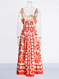 Spring 2025 New Fashion Sexy Printing Dot Tample Tling Belt Senior Sense Long Sling Dress
