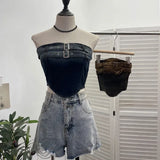 Sexy Babes Gradient Cowboy Sling Vest Irregular One-Pack Short Corset Summer