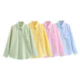 New Four-Color Striped Single Pocket Dress Loose Casual