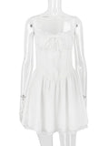 White Corset Lace Flare Mini Dress-Outfit